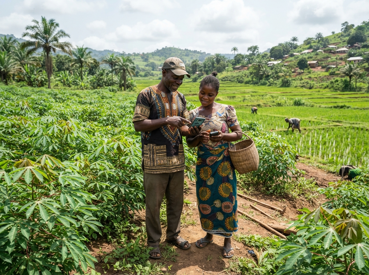 Liberian farmers using agricultural technology on mobile devices