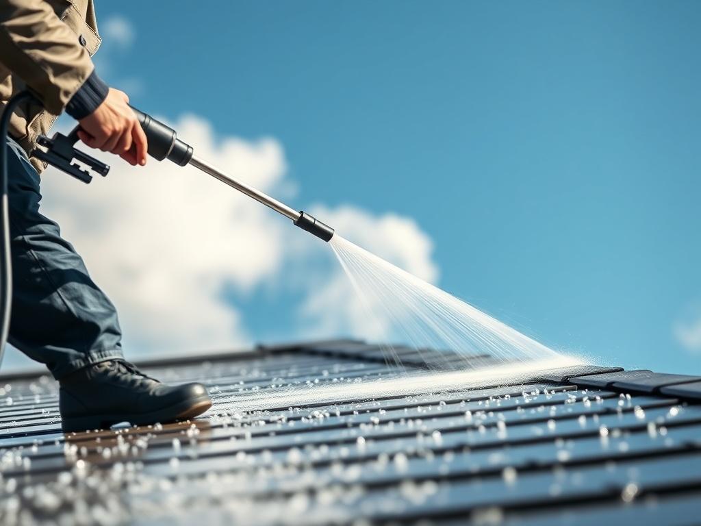 A close up shot of a professional cleaner using a