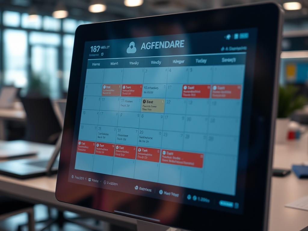 A close up shot of a digital calendar interface with