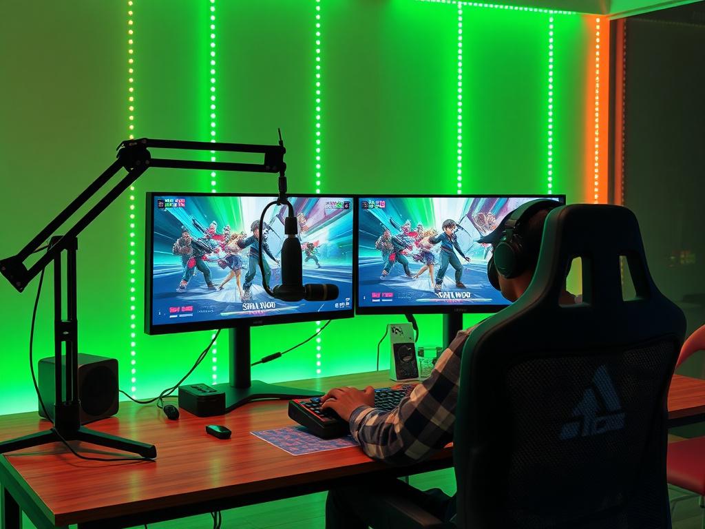 A captivating image of a live streaming setup featuring a