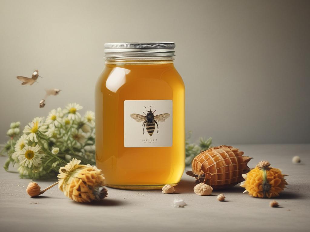 raw wildflower honey, bees, honey jar, natural food