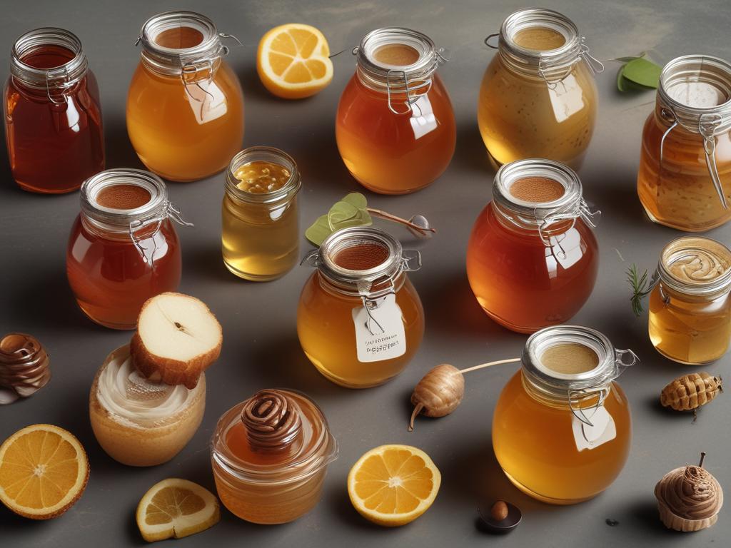flavored honey, honey jars, natural flavors, gourmet food