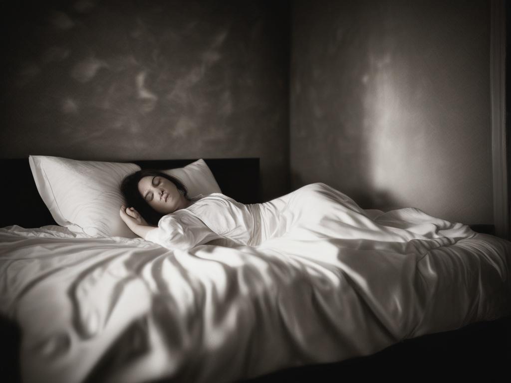 A serene and peaceful scene depicting a person lying on