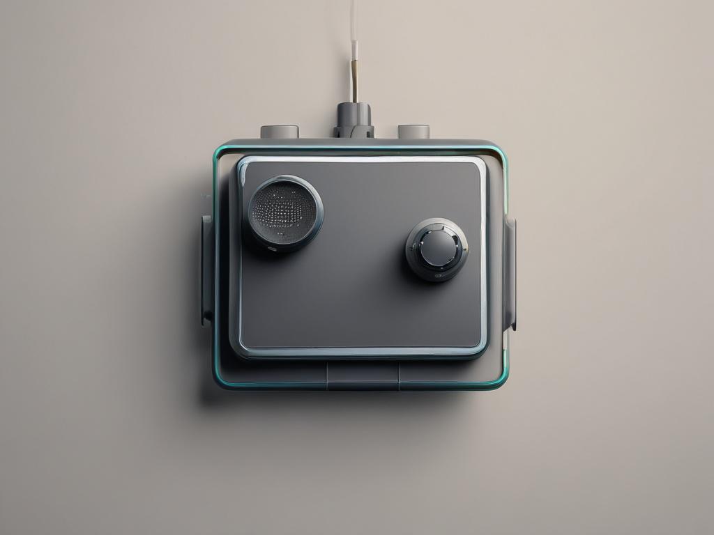 a futuristic tech gadget, minimalist design, simple colors, focus on