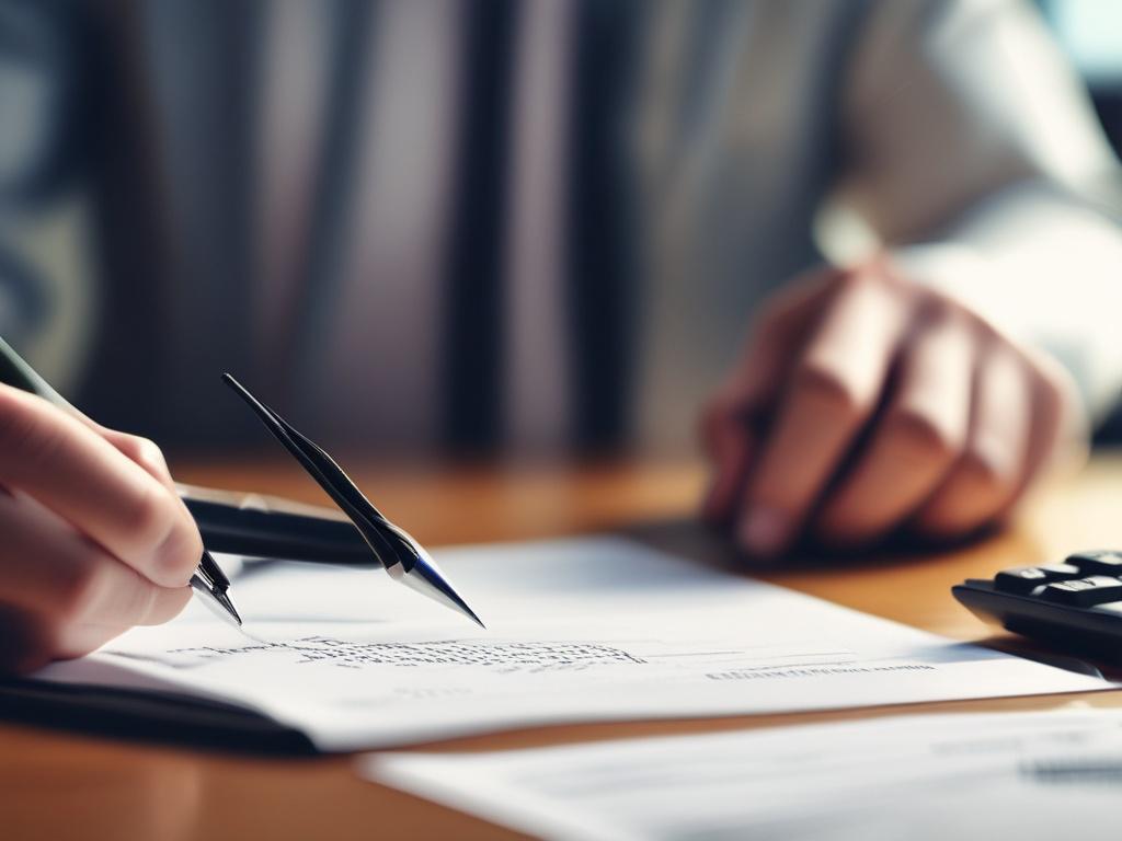 a close up shot of a legal document preparation process,