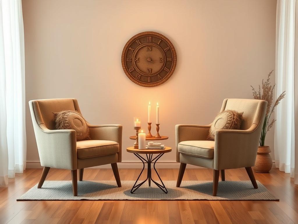 A warm and cozy setting featuring two chairs facing each