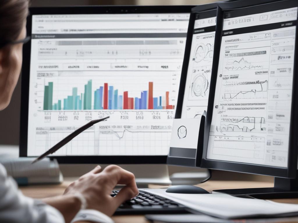 A close up shot of a financial analyst reviewing performance