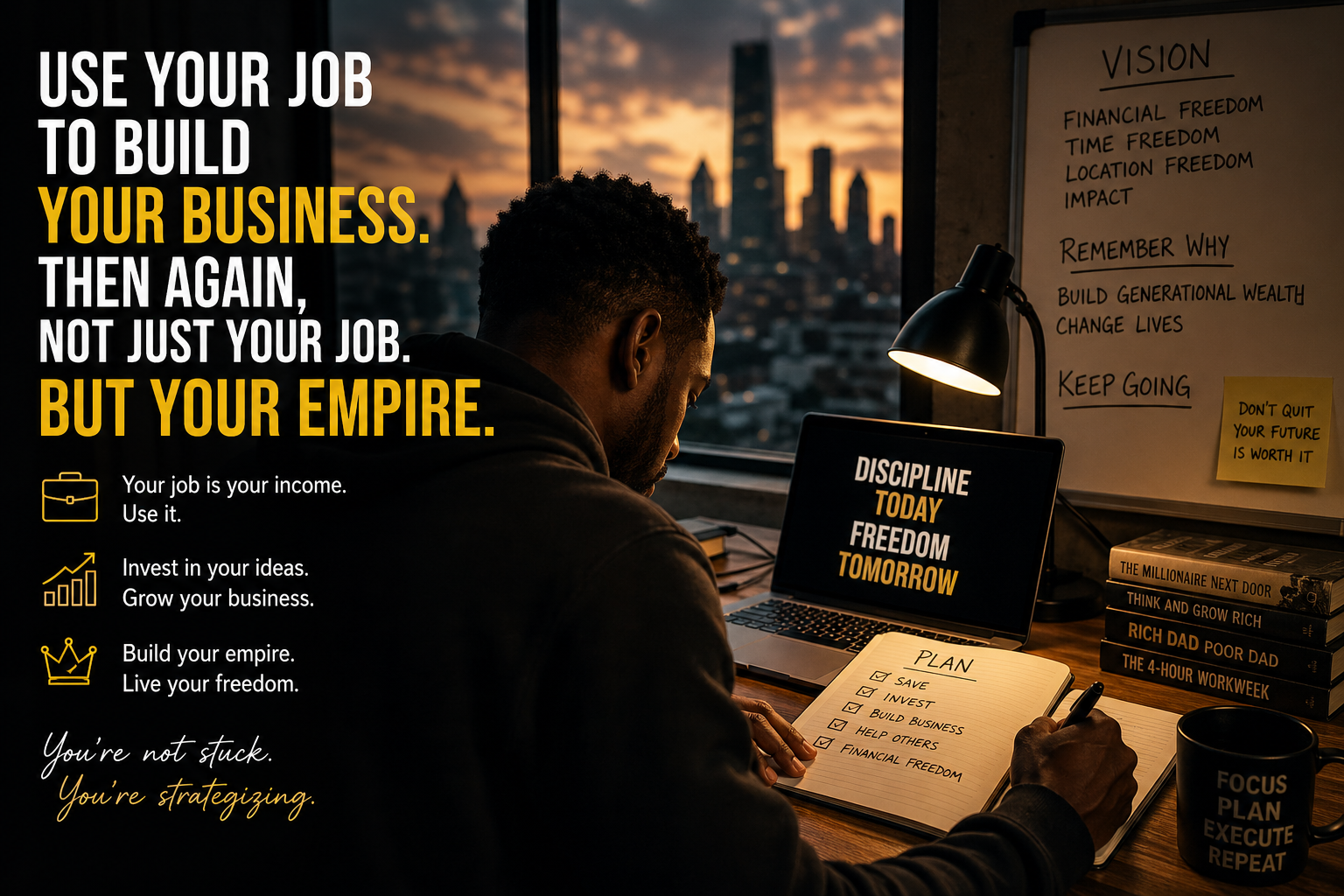 Career building concept with determined professional growing their business empire
