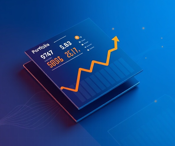 Financial visualization with charts and growth indicators