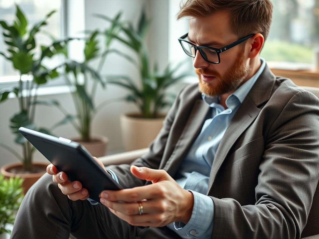 A close up of a business owner reviewing detailed analytics