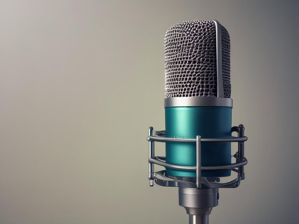 a close up of a microphone in a podcast studio,