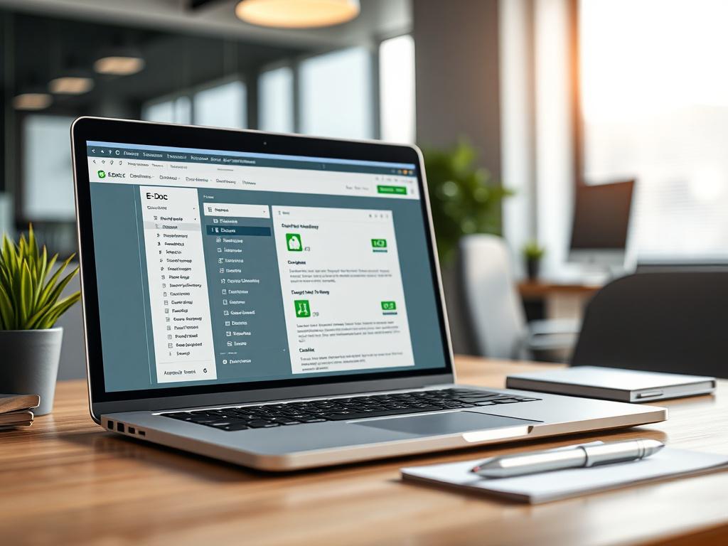 A hyper realistic close up shot of a modern office