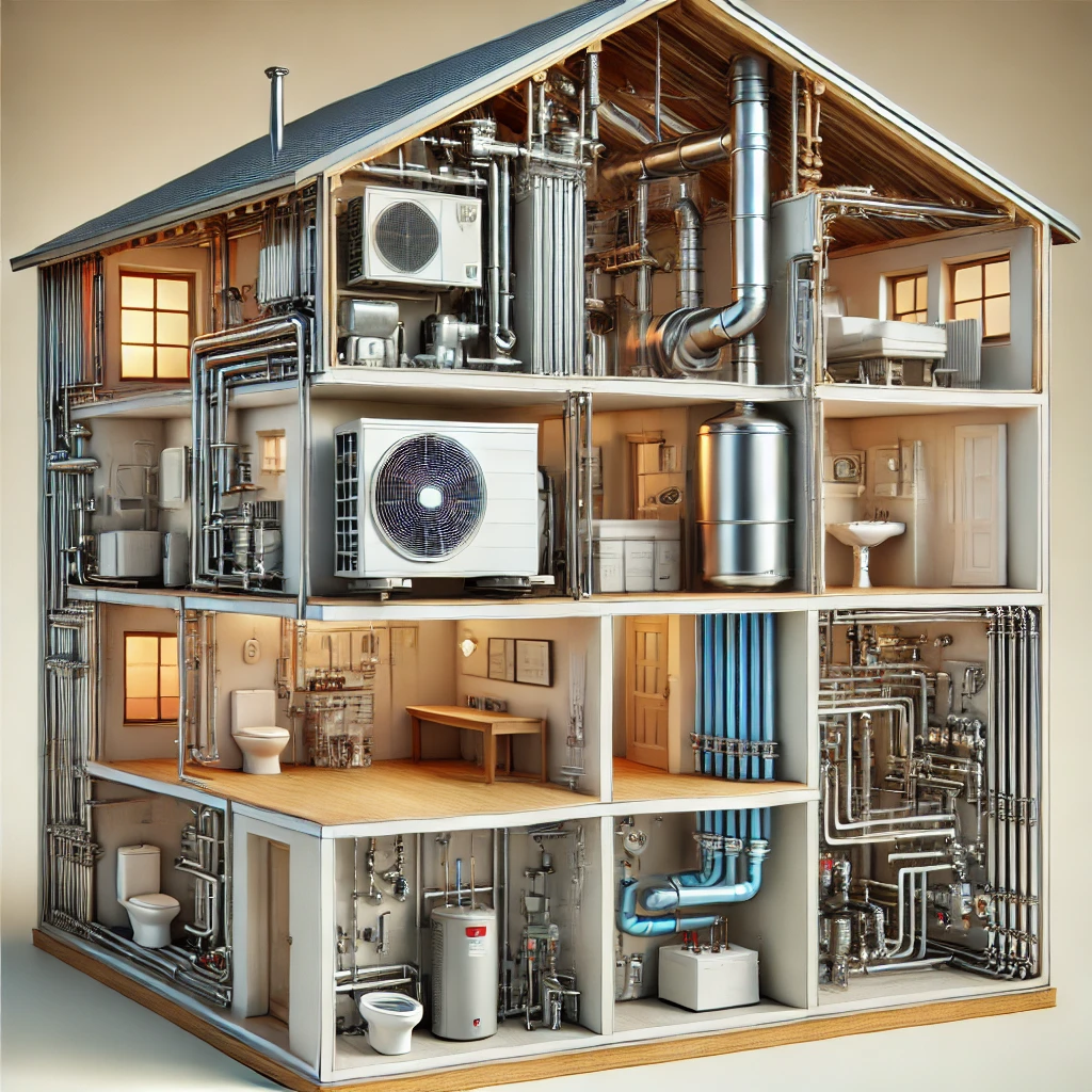 dall·e 2024-09-05 10.42.33 - a realistic and detailed illustration of an hvac and plumbing system within a modern residential home. the image should depict a section of a house wi.webp