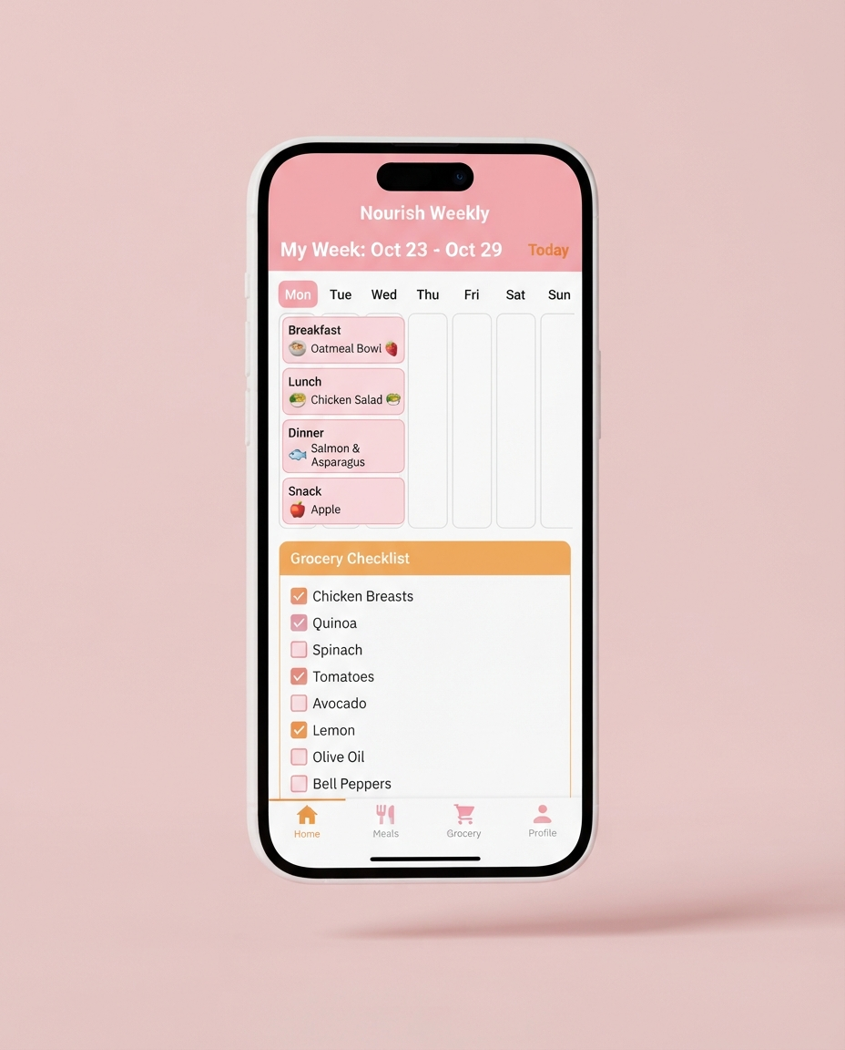 Plate Ahead meal planner app interface on a smartphone