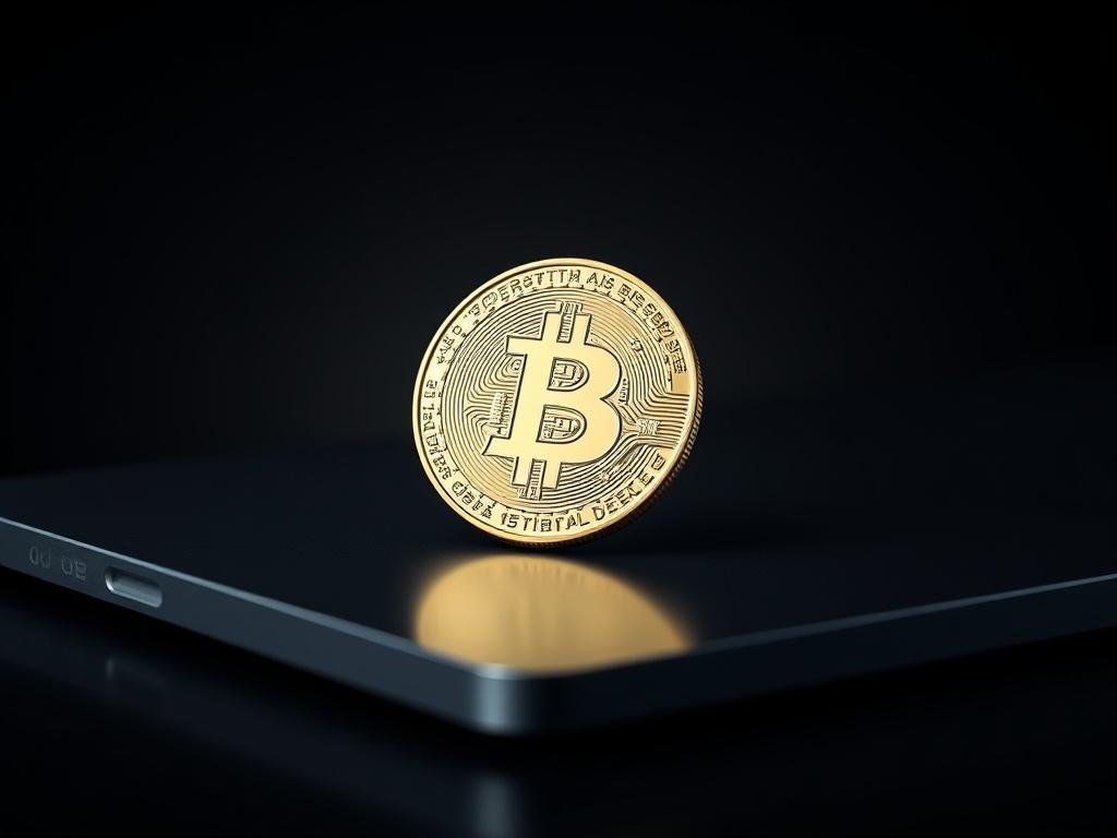 A clean, minimalistic image focused on a single cryptocurrency coin