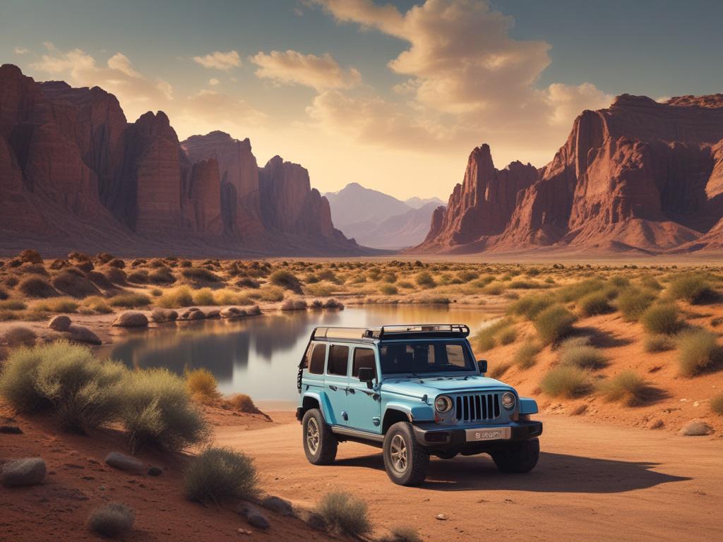 Mangystau, jeep tour, desert landscape, adventure, nature, stunning views, cliffs, lakes, sunsets