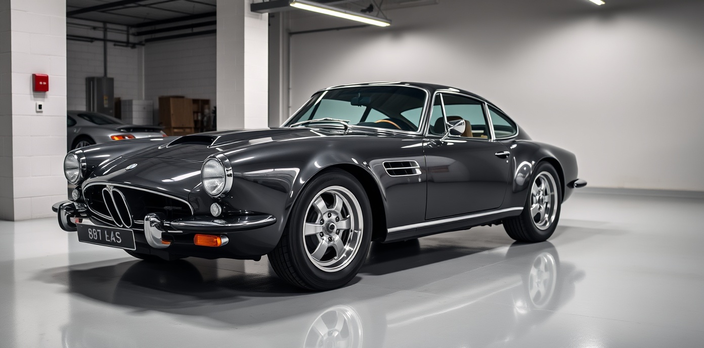 Luxury car in pristine garage condition