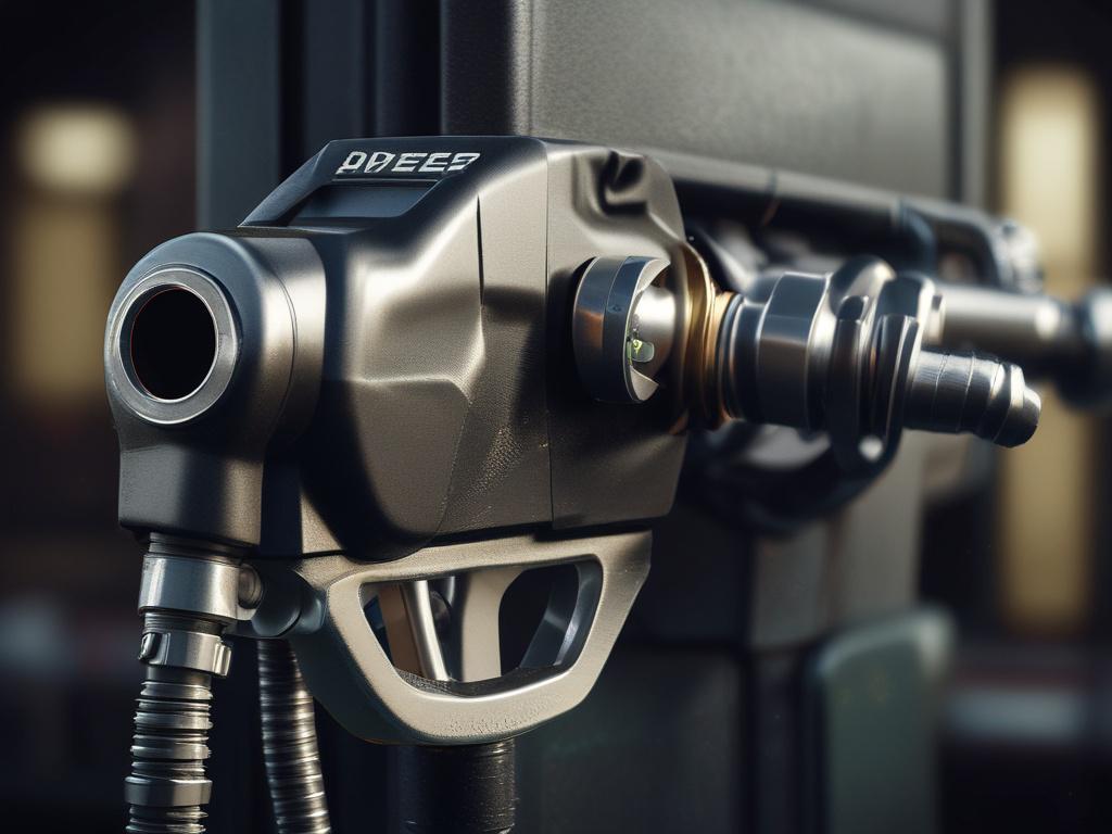 close up of a diesel fuel pump, hyper realistic, clear