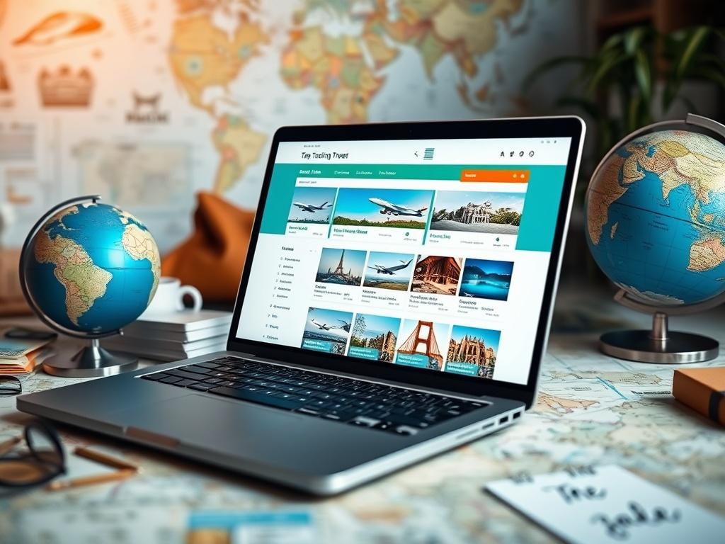 A close up shot of a travel booking website on