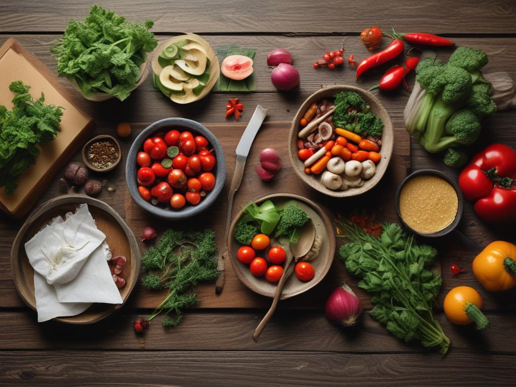 A beautifully arranged meal kit on a rustic wooden table, featuring vibrant fresh vegetables, herbs, and quality proteins. The scene should be warm and inviting, showcasing a small selection of colorful ingredients laid out neatly in eco-friendly packaging. The background should be softly blurred to accentuate the meal kit, with natural light streaming in to enhance the earthy tones and textures.