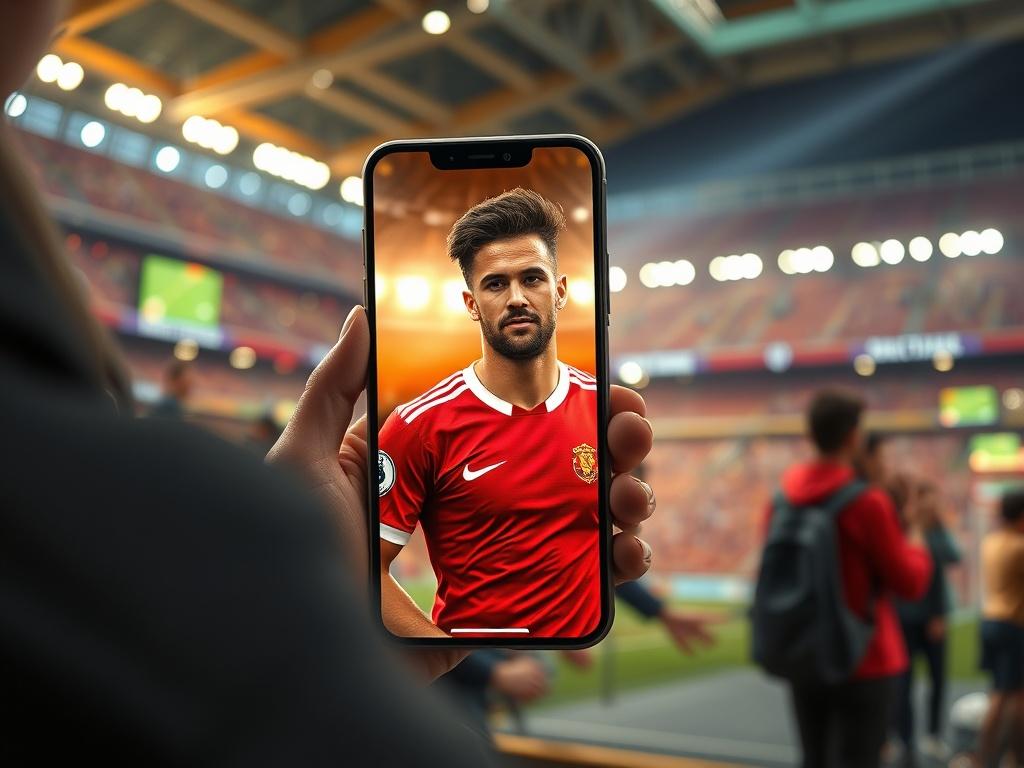 A hyper realistic digital twin of a football player displayed