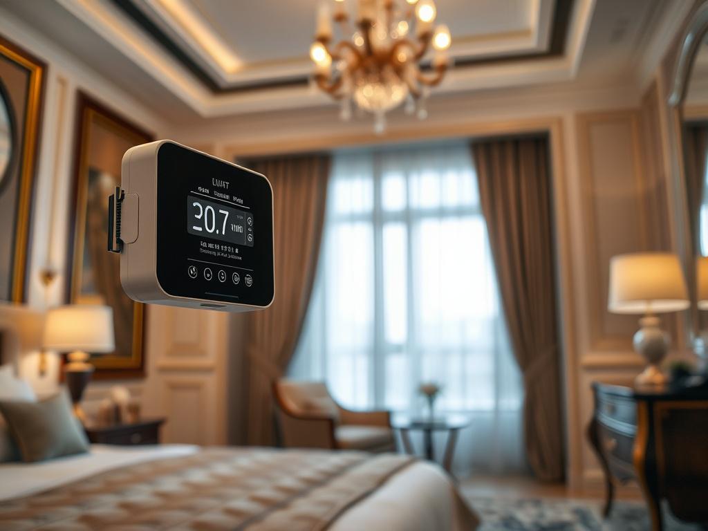 A close up shot of a smart home device controlling
