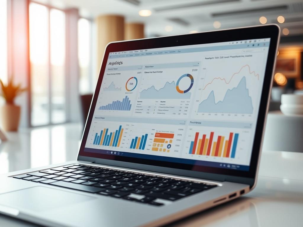 A close up of a laptop screen showing detailed analytics