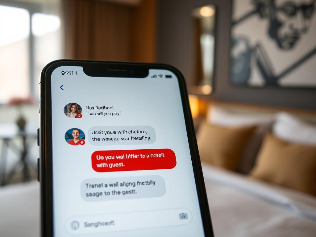 A close up of a friendly chatbot interface on a
