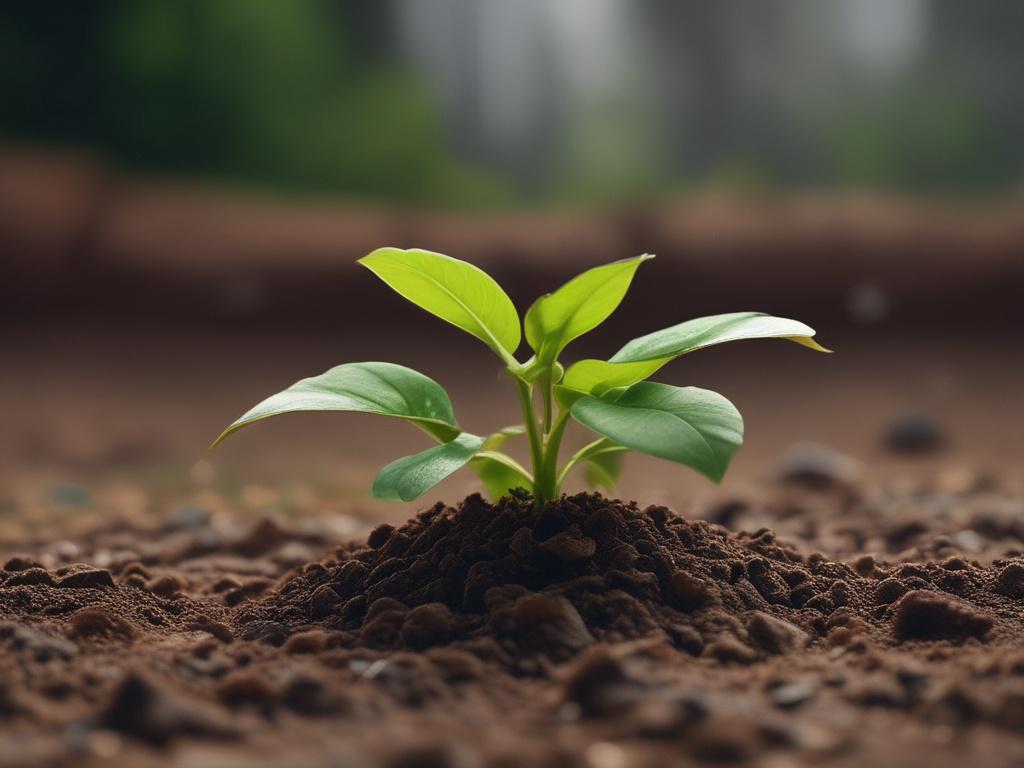 A close up shot of a thriving green plant breaking