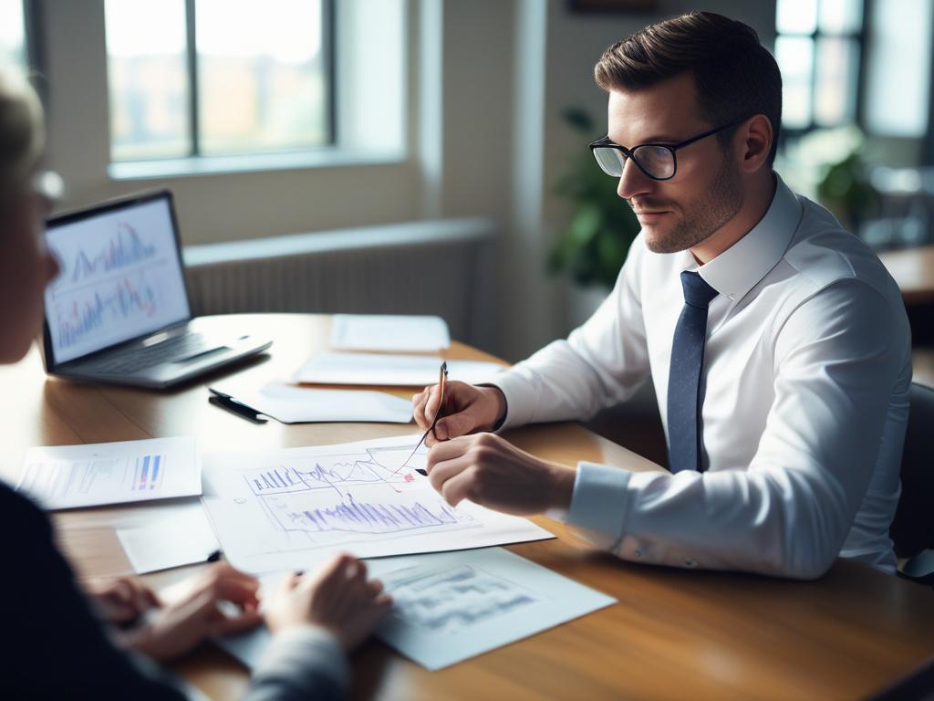 A supportive financial advisor reviewing progress with a client, with