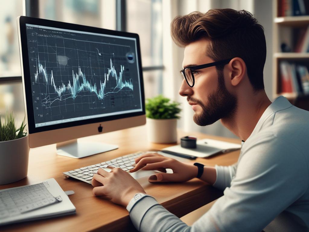 A confident individual implementing financial strategies on a laptop, with