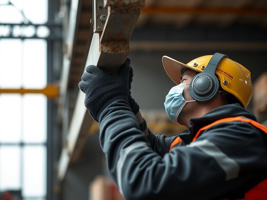A close up shot of a technician repairing a structural
