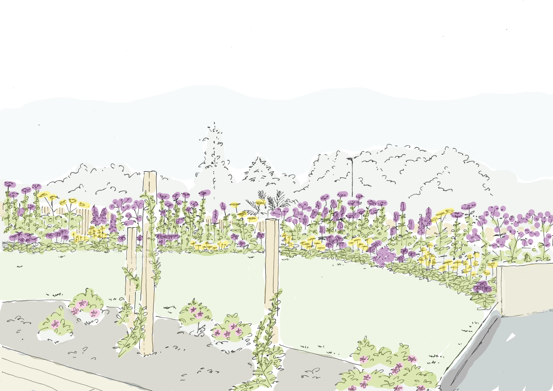 Croquis paysager professionnel à Louannec - Esquisse de conception de jardin