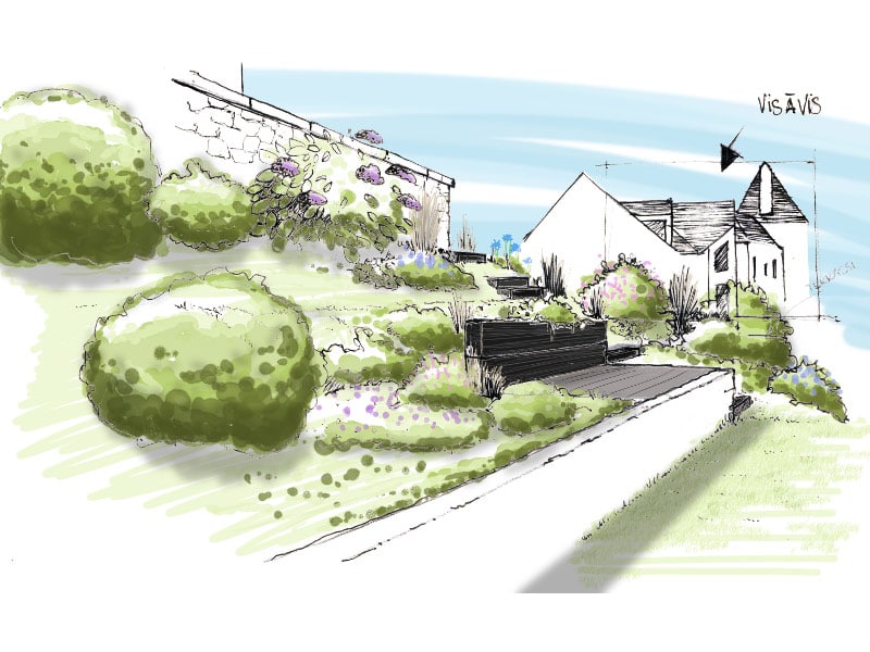 Conception paysagère personnalisée à Louannec - Croquis de jardin par paysagiste Trégor