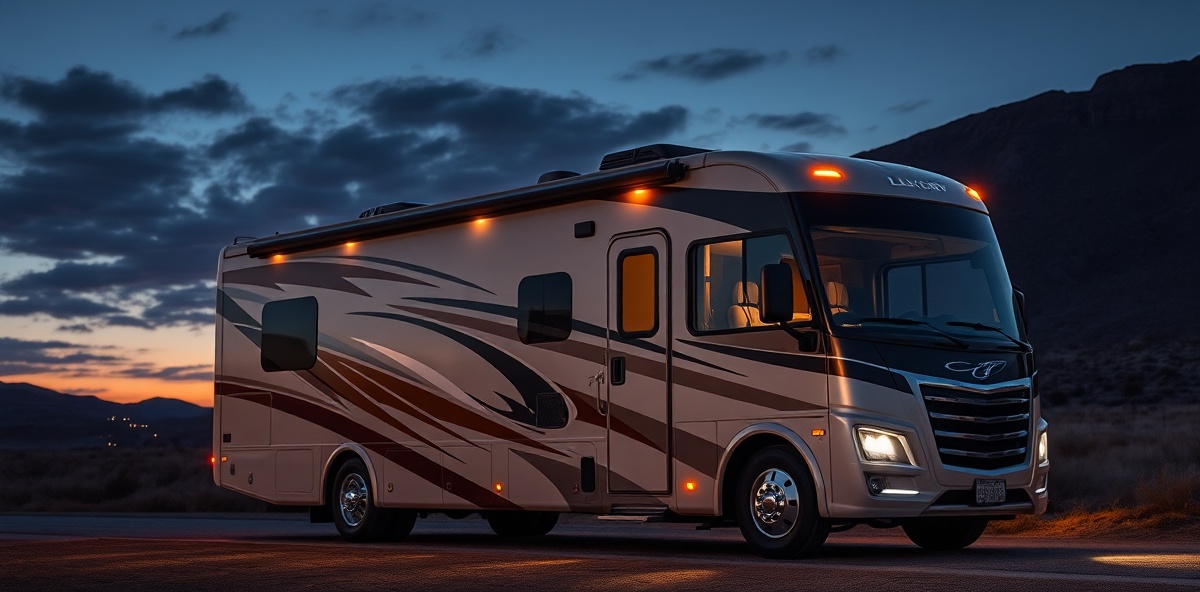 Luxury Motorhome at Dusk - Spartan 360 Protection
