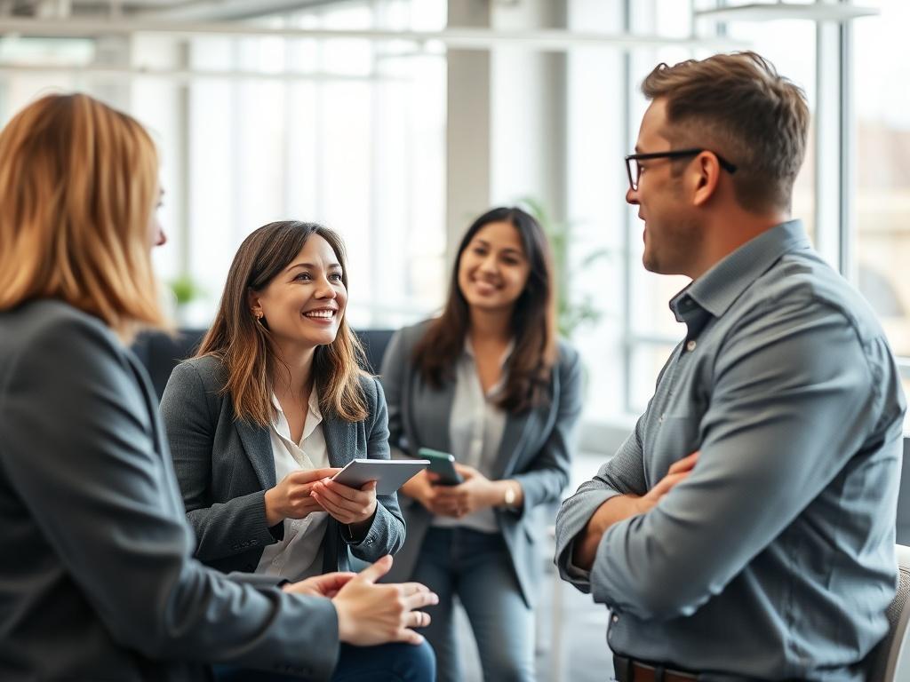 An engaged HR professional meeting with a new employee in