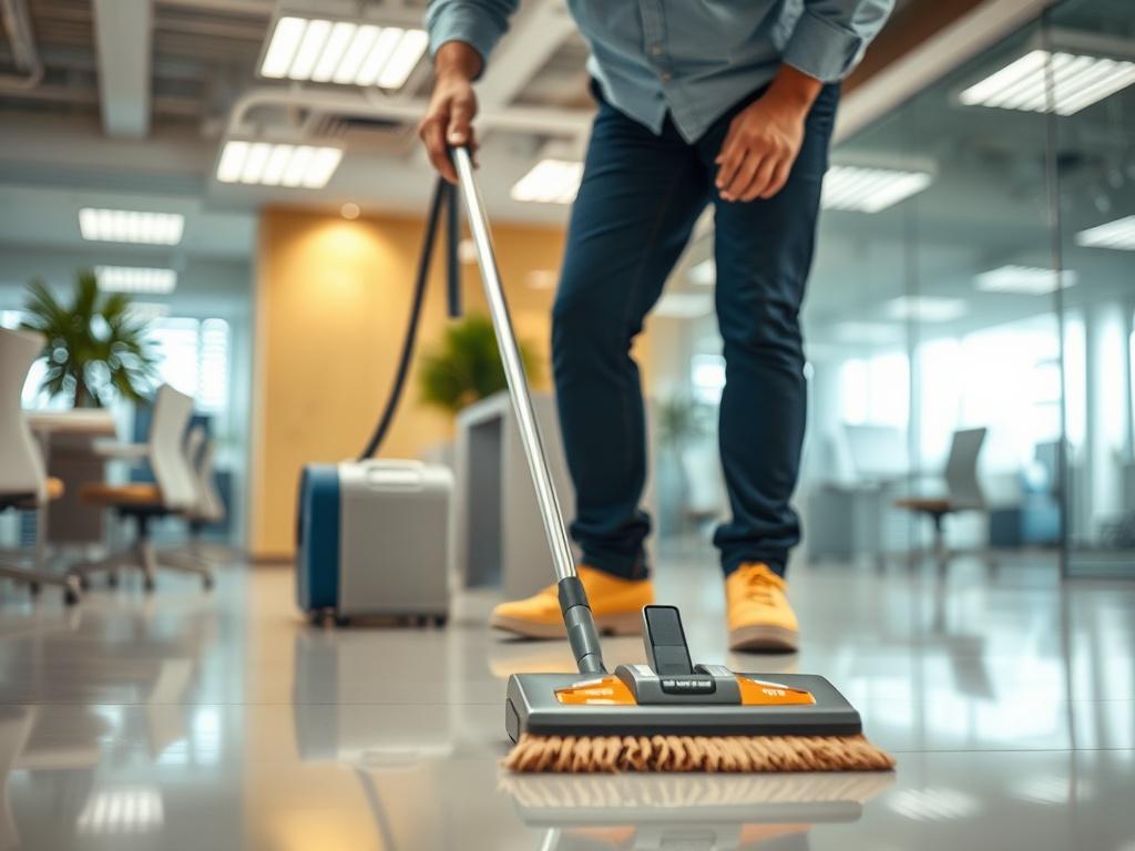 A realistic high resolution of a professional cleaner diligently working