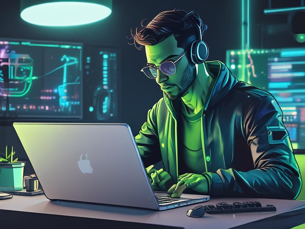 A high resolution of a developer coding an AI chatbot