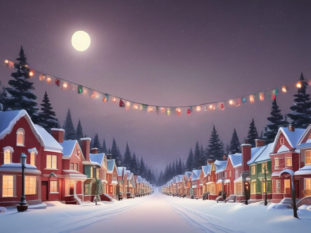 Holiday light displays in a suburban American neighborhood