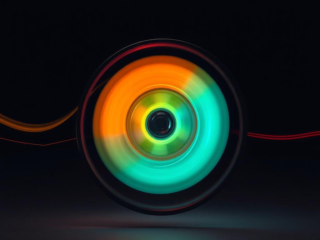 A photorealistic depiction of a spinning wheel generating energy, with