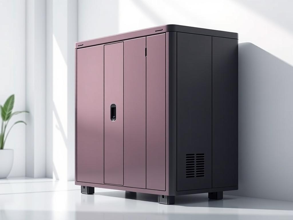 A sleek and modern DC battery storage unit displayed in