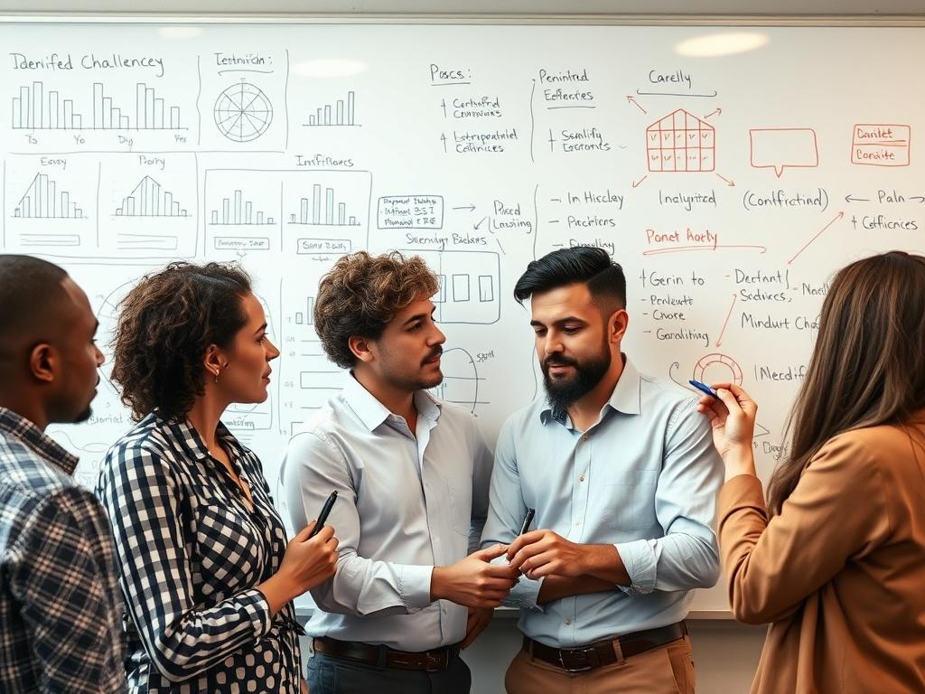 A close up shot of a diverse team of professionals