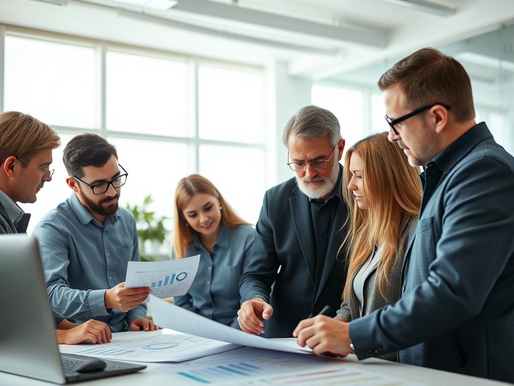 A focused group reviewing standardized documents and processes in a