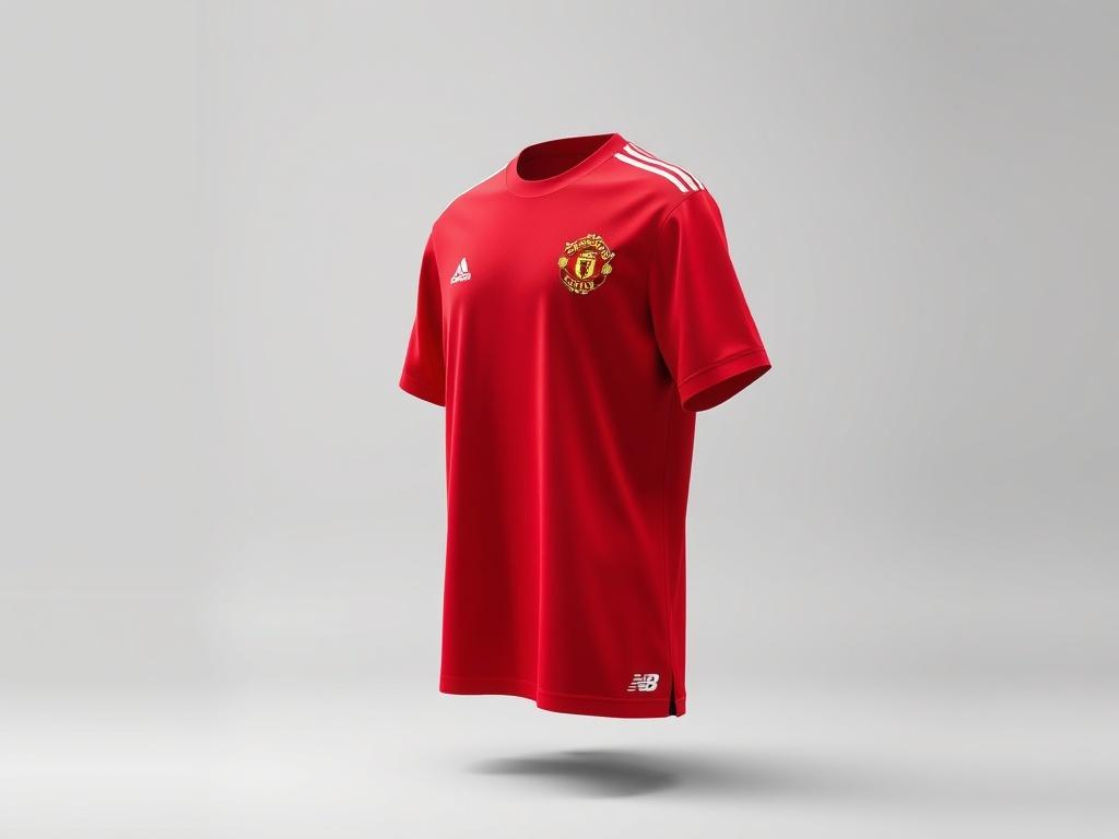 A lifelike high resolution image of a Retro Manchester United