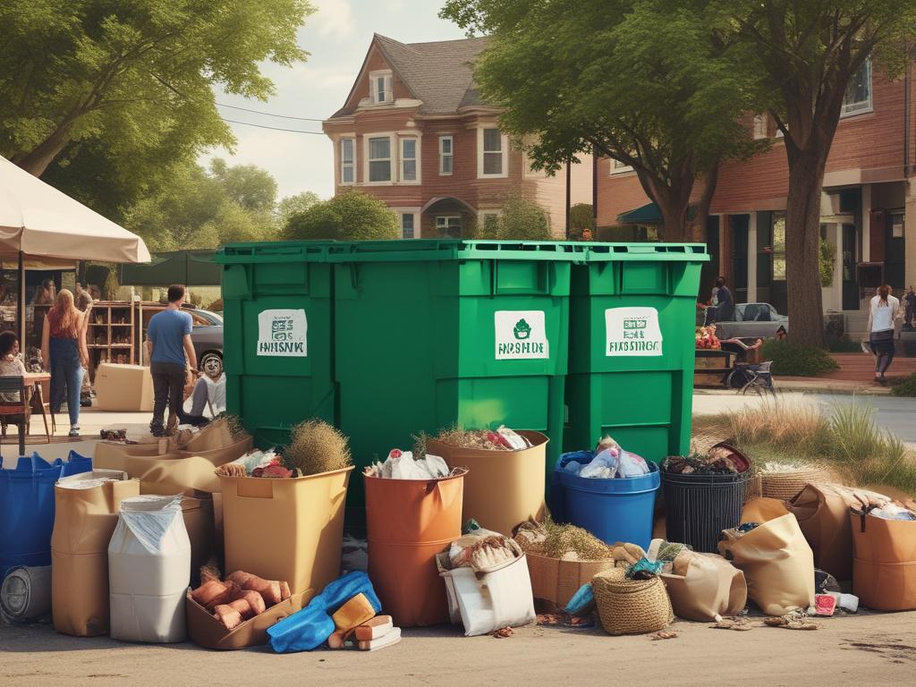 A realistic high resolution of a community recycling event, featuring
