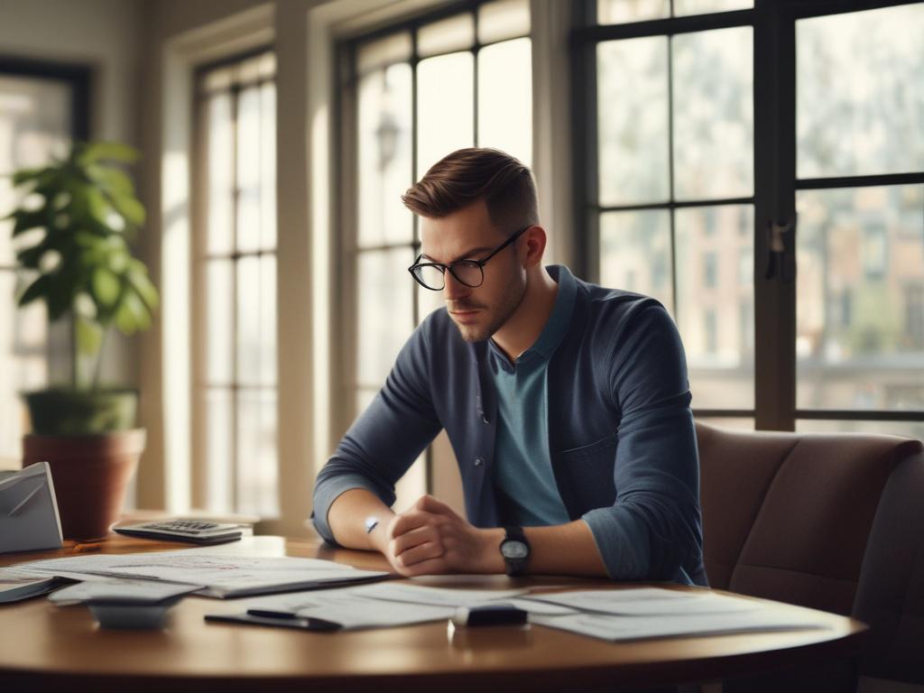 A close up shot of a person contemplating a financial