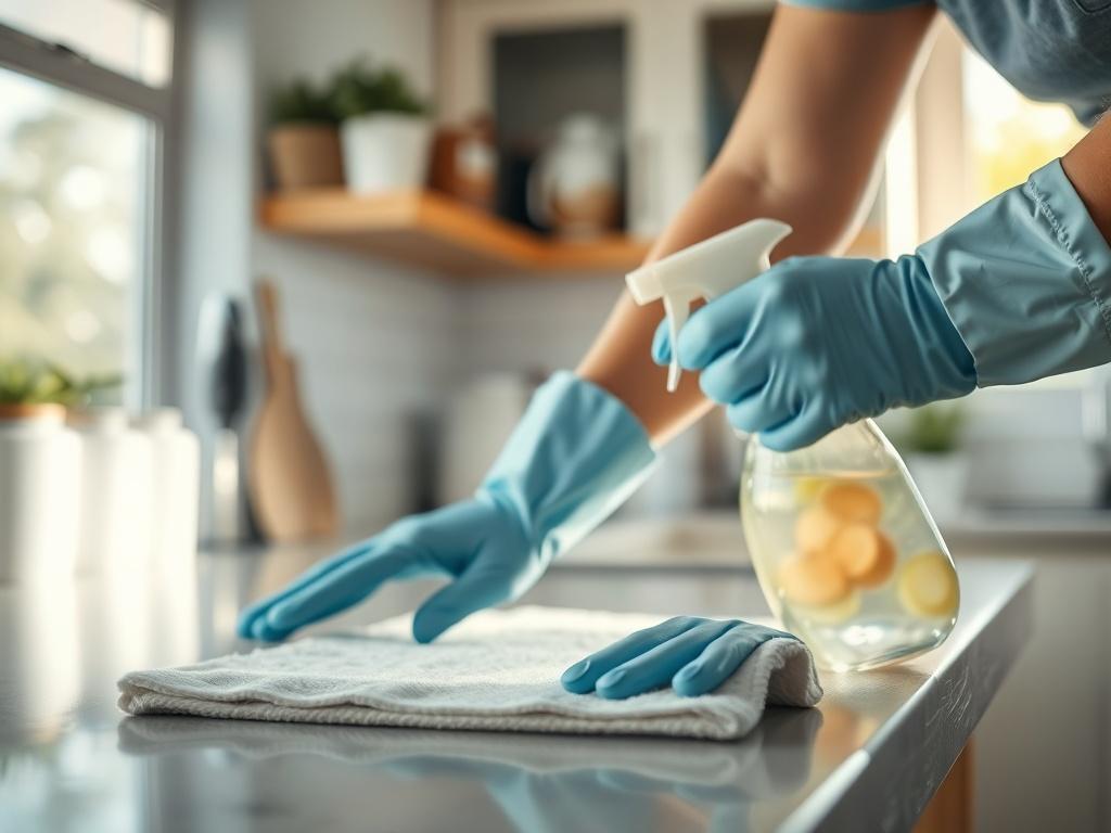 A hyper realistic close up of a professional cleaner in