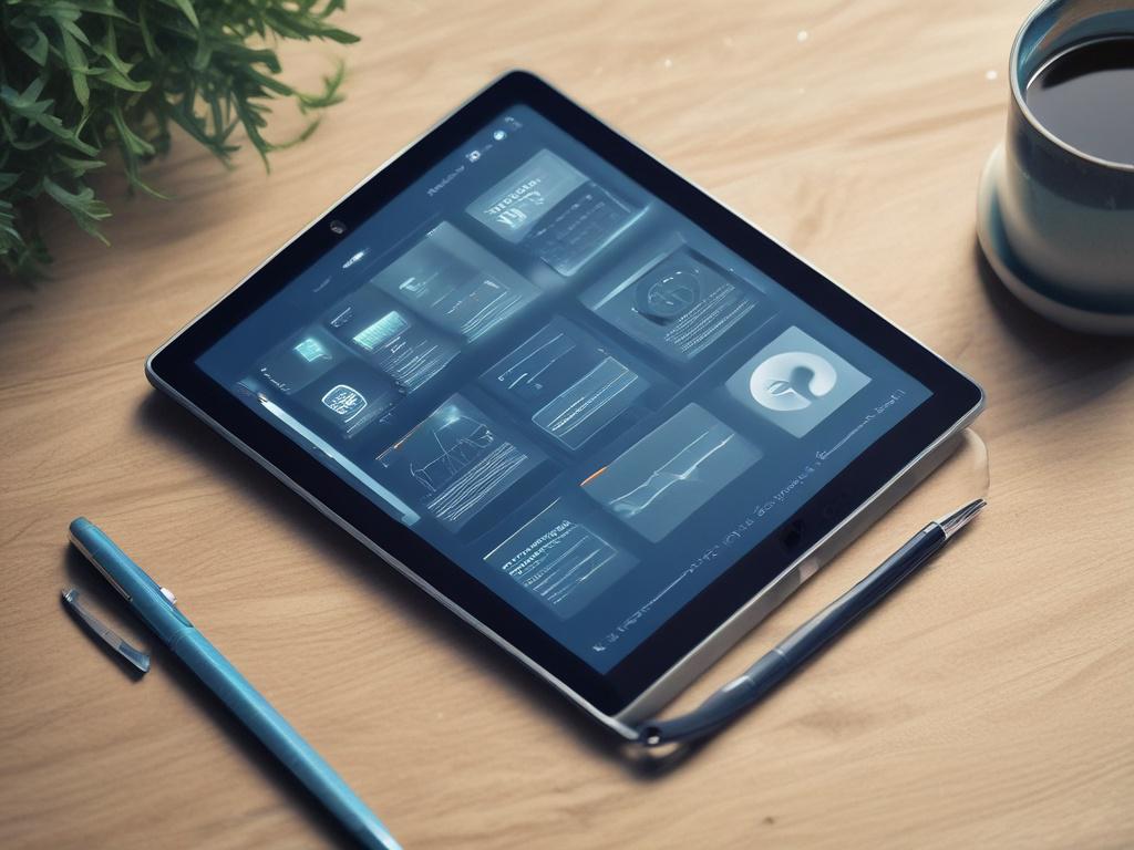 Create a realistic high resolution of a tablet showcasing the
