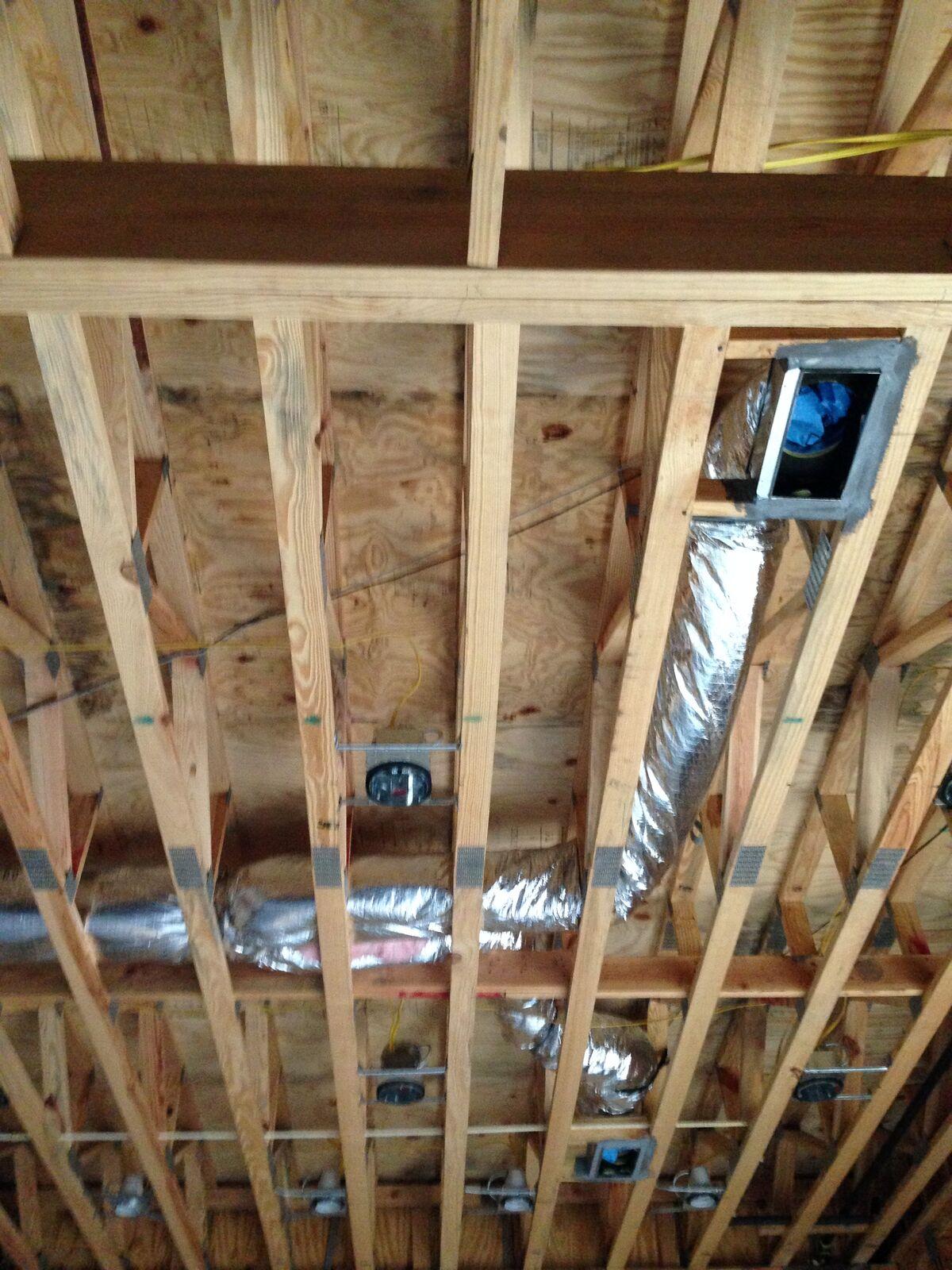 Flexible ductwork and supply registers installed in new construction framing in Spring, TX