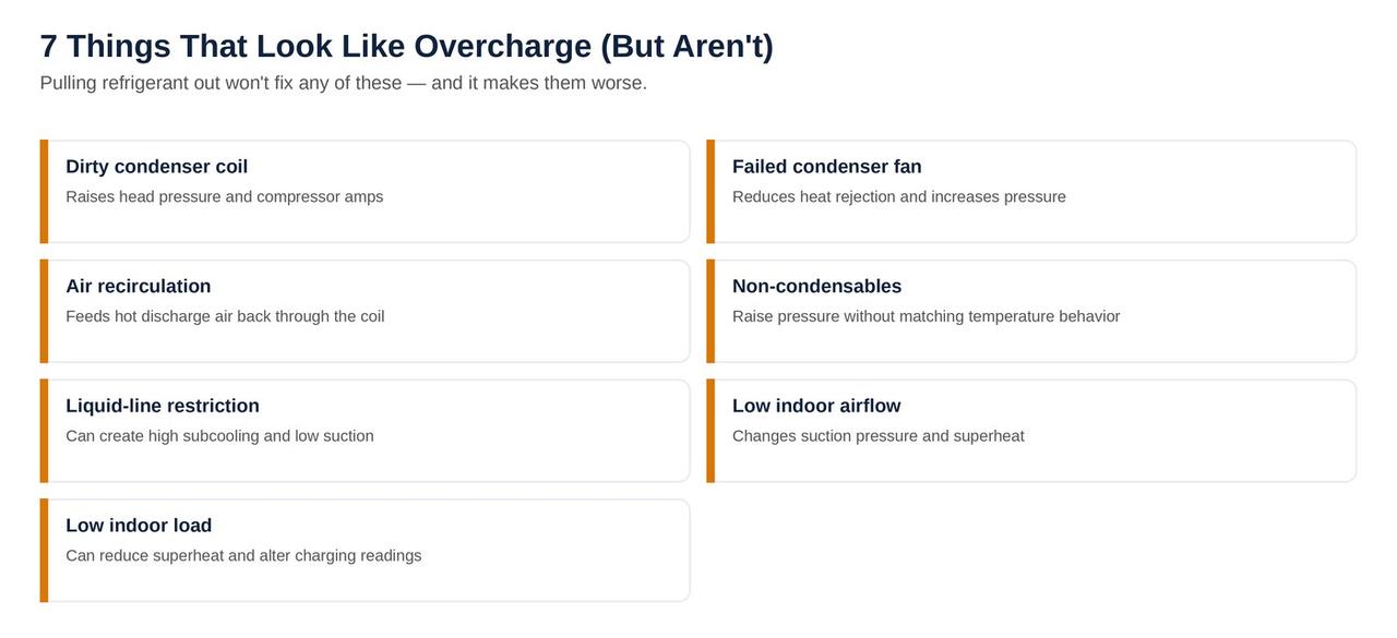 7 things that look like AC refrigerant overcharge but are not